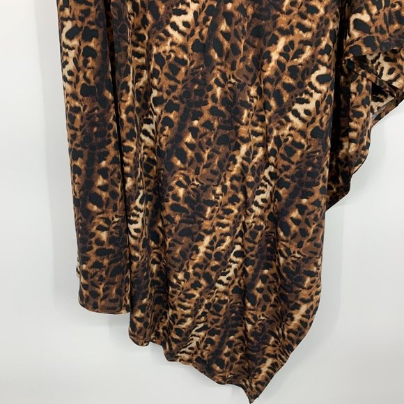 Calvin Klein Dress One Shoulder Leopard Print Mini Brown Black - Picture 15 of 15